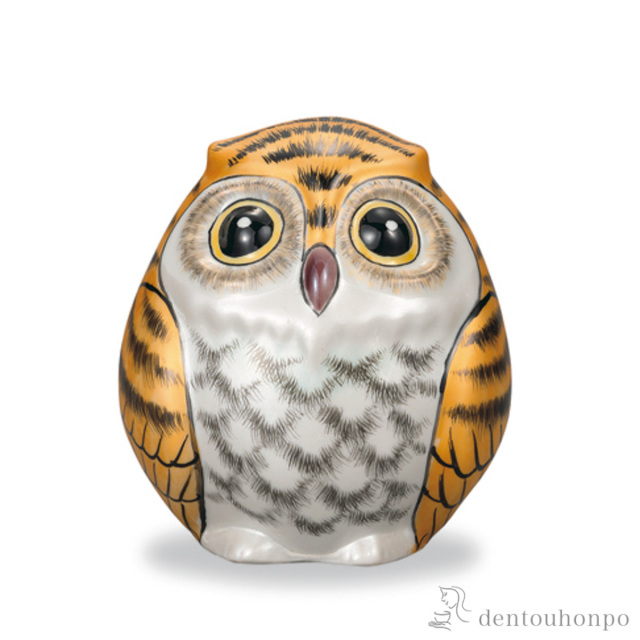 【送料無料】ふくろう 金銀釉彩 3.7号≪在庫確認後、1~3営業日で出荷≫ ( 木札名入れ有料 フクロウ 置物 玄関 風水 小物 九谷焼 )