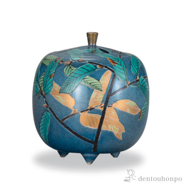 【送料無料】香炉 葉韻文 4号≪在庫確認後、1~3営業日で出荷≫ ( 木箱名入れ有料 お香 線香 リラックス 仏具 人気 九谷焼 )