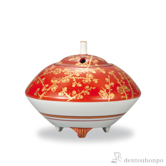 【送料無料】香炉 金襴手梅花文 4号≪在庫確認後、1~3営業日で出荷≫ ( 木箱名入れ有料 お香 線香 リラックス 仏具 人気 九谷焼 )