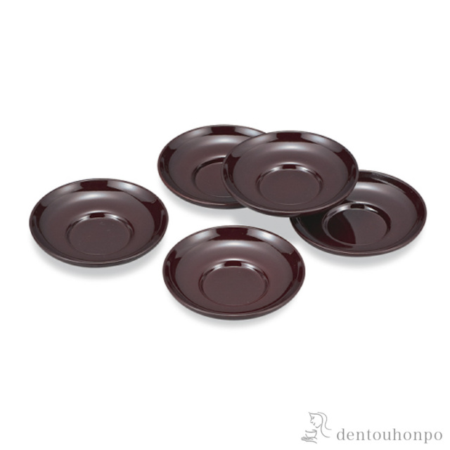【送料無料】茶托五客揃 溜 4号 5枚セット≪在庫確認後、1~3営業日で出荷≫ ( 茶たく 湯のみ 湯呑み 日本茶 おすすめ 山中漆器 )