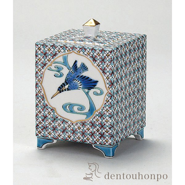 【送料無料】九谷焼 香炉 小紋に翡翠 3.5号≪在庫確認後、通常即日で出荷≫ ( 木箱名入れ有料 木札名入れ有料 お香 線香 リラックス 仏具 人気 九谷焼 )