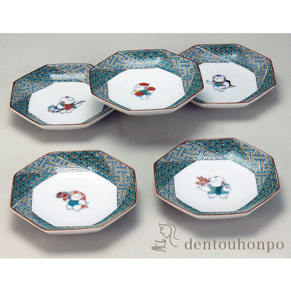 九谷焼 皿揃 小紋わらべ 4号≪在庫確認後、通常即日で出荷≫ ( 和食器セット お皿 揃える 食器 和食 九谷焼 )