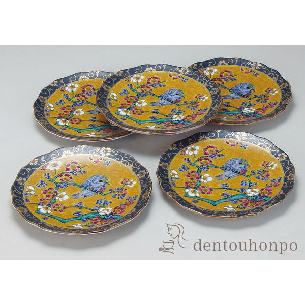 【送料無料】九谷焼 皿揃 吉田屋 6号≪注文後に商品取り寄せ、後日納期連絡致します≫ ( 退職祝い 定年 和食器セット お皿 揃える 食器 和食 九谷焼 )