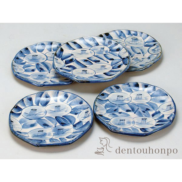 送料無料】 皿揃 丸紋椿 5号 / 和窯 和食器セット お皿 揃える 食器