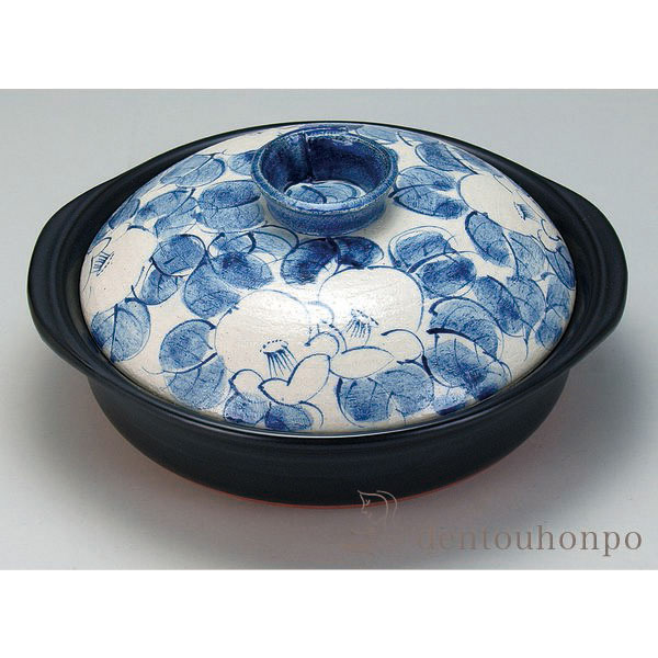 送料無料】 土鍋 染付椿 9号 / 和窯 ご飯 炊飯 ごはん おかゆ おすすめ