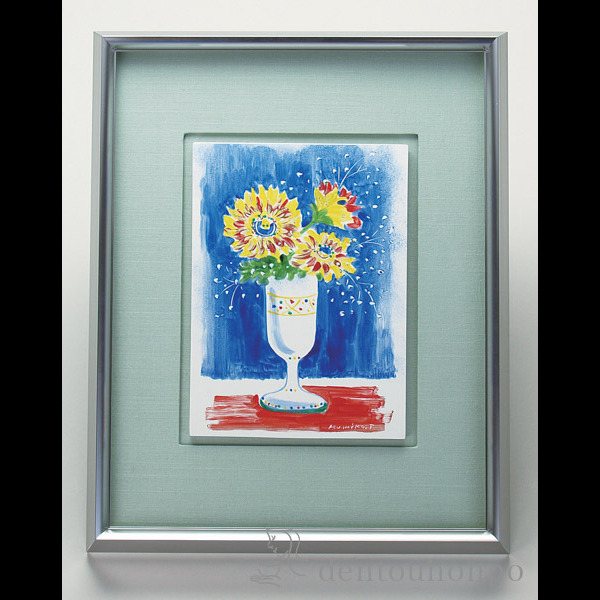 【送料無料】九谷焼 陶額 グラスフラワー ガラス付≪在庫確認後、1~3営業日で出荷≫ ( 置物 額飾り 陶板 陶板画 法人 アートパネル 九谷焼 )