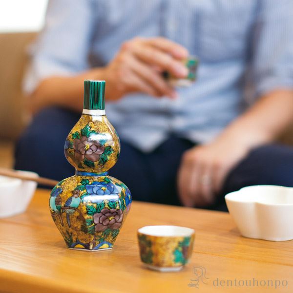 九谷焼 二重角福 吉田屋青手九谷 花瓶