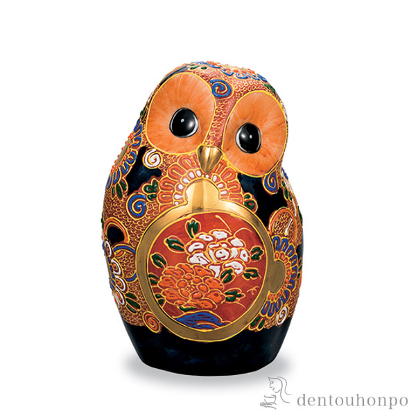 【送料無料】梟 盛 6号≪在庫確認後、1~3営業日で出荷≫ ( 木札名入れ有料 フクロウ 置物 玄関 風水 小物 九谷焼 )