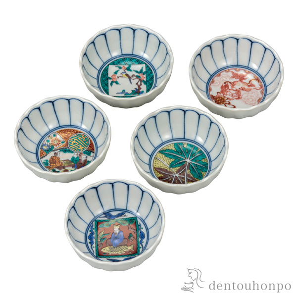 【送料無料】小鉢揃 時代画 3号≪在庫確認後、通常即日で出荷≫ ( 和食器セット 小鉢 揃える 食器 和食 九谷焼 )