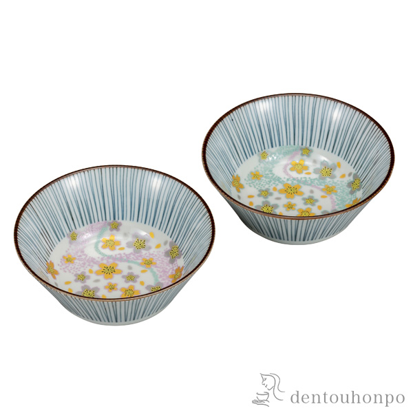 【送料無料】ペア鉢 曲水花 4.5号≪在庫確認後、通常即日で出荷≫ ( 和食 食器 おつまみ 朝食 煮物 九谷焼 )