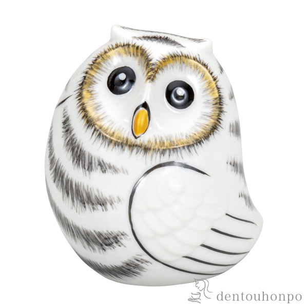 【送料無料】ふくろう 白 2.5号≪在庫確認後、通常即日で出荷≫ ( 木札名入れ有料 フクロウ 置物 玄関 風水 小物 九谷焼 )