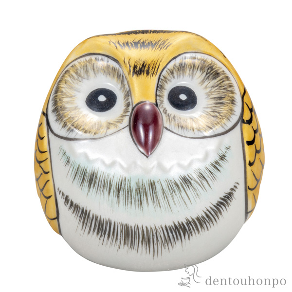 【送料無料】ふくろう 金釉彩 2.2号≪在庫確認後、通常即日で出荷≫ ( 木札名入れ有料 フクロウ 置物 玄関 風水 小物 九谷焼 )