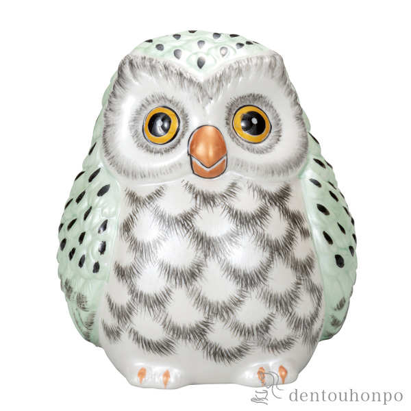 【送料無料】ふくろう 光彩 4号≪在庫確認後、通常即日で出荷≫ ( 木札名入れ有料 フクロウ 置物 玄関 風水 小物 九谷焼 )