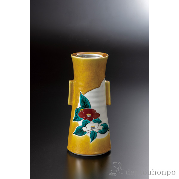 【送料無料】花器 色絵椿寿 7.5号≪在庫確認後、通常即日で出荷※5／7以降≫ ( 木札名入れ有料 ガラス フラワーベース 花器 一輪挿し おすすめ 九谷焼 )