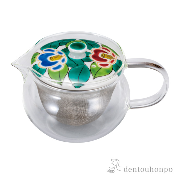 【送料無料】九谷和 ポット  NAGOMI POT 色絵椿 茶こし付≪注文後に商品取り寄せ、後日納期連絡致します≫ ( 初任給 プレゼント 母の日 紅茶 ハーブティー 日本茶 ティーライフ 人気 九谷焼 )
