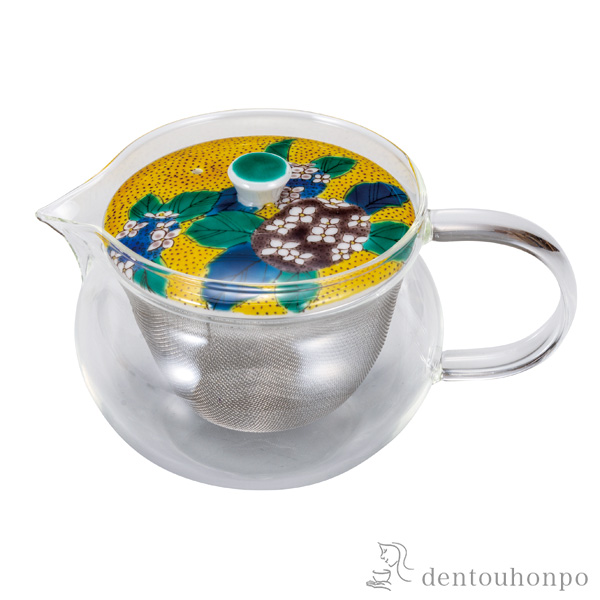 【送料無料】九谷和 ポット  NAGOMI POT 吉田屋紫陽花 茶こし付≪注文後に商品取り寄せ、後日納期連絡致します≫ ( 退職祝い 定年 紅茶 ハーブティー 日本茶 ティーライフ 人気 九谷焼 )