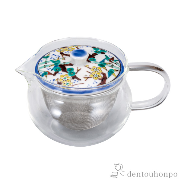 【送料無料】九谷和 ポット  NAGOMI POT 古九谷風松竹梅 茶こし付≪注文後に商品取り寄せ、後日納期連絡致します≫ ( 初任給 プレゼント 母の日 紅茶 ハーブティー 日本茶 ティーライフ 人気 九谷焼 )