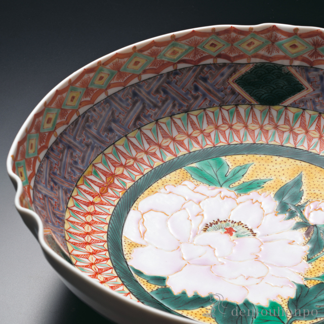 九谷焼 8号鉢 牡丹文 ホーム＆キッチン