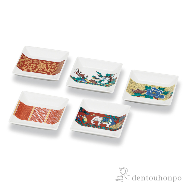 皿揃 時代絵 4号≪在庫確認後、1~3営業日で出荷≫ ( 父の日 プレゼント 初任給 和食器セット お皿 揃える 食器 和食 九谷焼 )