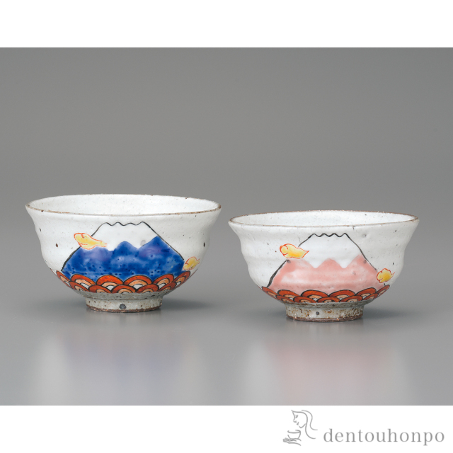 富士山 絵付け茶碗 越前焼 富士山絵付け茶碗 越前焼
