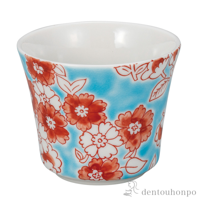 カップ フラワーシャワー 水色≪在庫確認後、通常即日で出荷≫ ( 焼酎グラス ビアカップ ビールグラス フリーカップ グラス 九谷焼 )