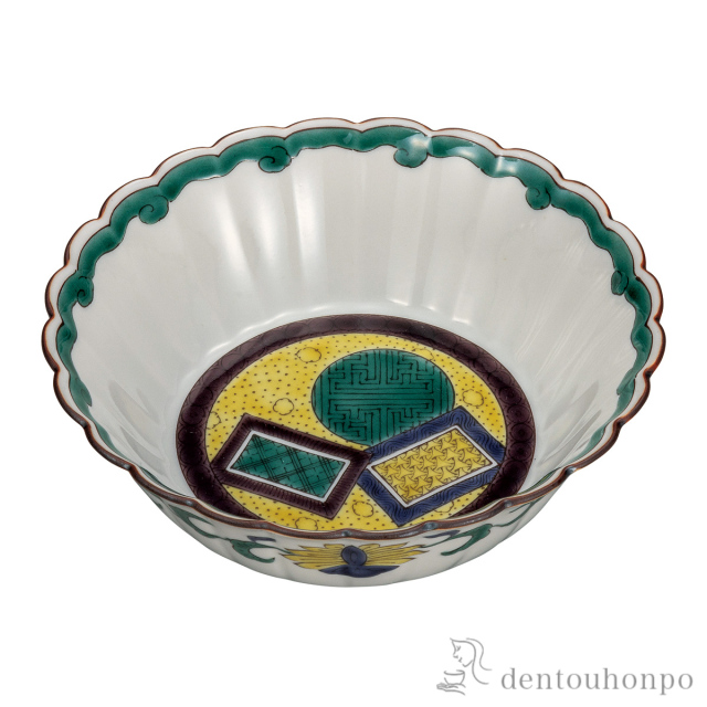 【送料無料】鉢 色紙文 5号≪在庫確認後、通常即日で出荷≫ ( 和食 食器 おつまみ 朝食 料理 九谷焼 )