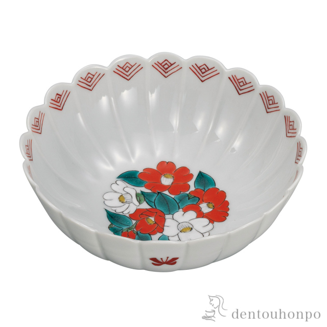 【送料無料】鉢 椿 5.2号≪在庫確認後、通常即日で出荷≫ ( 和食 食器 おつまみ 朝食 料理 九谷焼 )