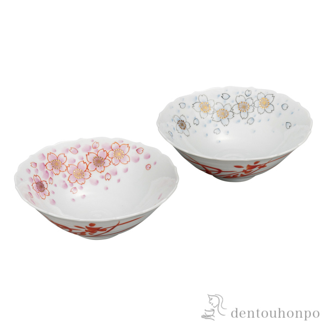 【送料無料】ペア鉢 金彩桜 5.5号≪在庫確認後、通常即日で出荷≫ ( 和食 食器 おつまみ 朝食 料理 九谷焼 )