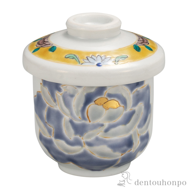 蒸し碗 紫牡丹≪在庫確認後、通常即日で出荷≫ ( 雑煮椀 お椀 お吸い物 味噌汁 おすすめ 九谷焼 )