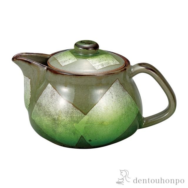 ポット急須 銀彩 竜彩 ひわ 茶こし網付≪在庫確認後、通常即日で出荷≫ ( ティーポット お茶 煎茶 日本茶 おすすめ 九谷焼 )