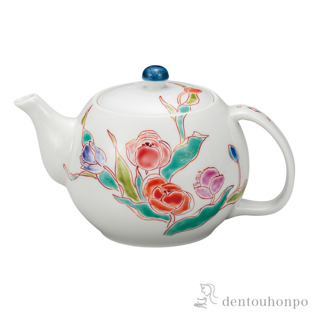 ポット急須 チューリップ 茶こし網付≪在庫確認後、通常即日で出荷≫ ( ティーポット お茶 煎茶 日本茶 おすすめ 九谷焼 )