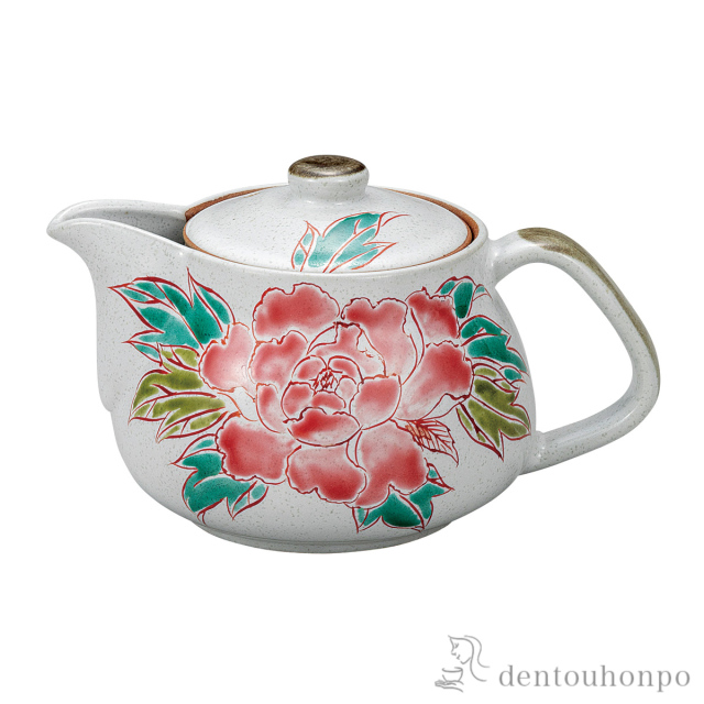 ポット急須 牡丹 茶こし網付≪在庫確認後、通常即日で出荷≫ ( ティーポット お茶 煎茶 日本茶 おすすめ 九谷焼 )