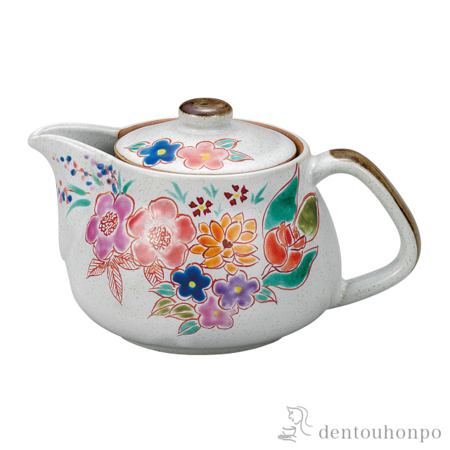 ポット急須 花園 茶こし網付≪在庫確認後、通常即日で出荷≫ ( ティーポット お茶 煎茶 日本茶 おすすめ 九谷焼 )