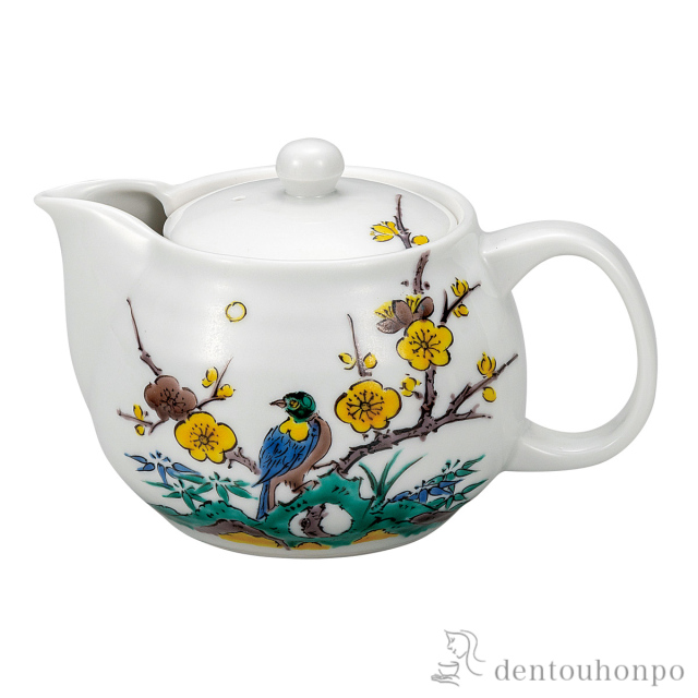 【送料無料】ポット急須 古九谷花鳥 茶こし網付≪在庫確認後、通常即日で出荷≫ ( ティーポット お茶 煎茶 日本茶 おすすめ 九谷焼 )