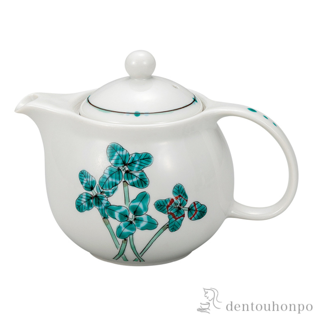 【送料無料】ポット急須 クローバー 茶こし網付≪在庫確認後、通常即日で出荷≫ ( ティーポット お茶 煎茶 日本茶 おすすめ 九谷焼 )