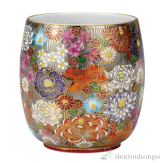 【送料無料】大湯呑 金花詰≪在庫確認後、通常即日で出荷≫ ( 湯のみ ゆのみ 湯飲み カップ プレゼント 九谷焼 )