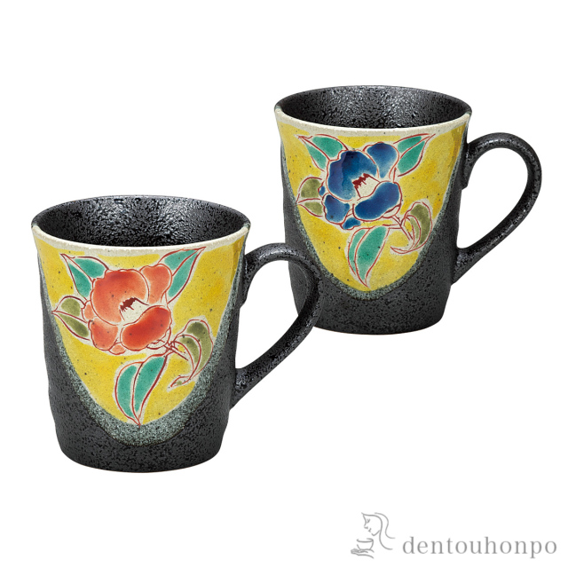 ペアマグカップ 椿文≪在庫確認後、通常即日で出荷≫ ( プレゼント デザイン マグ オリジナル タンブラー 九谷焼 )
