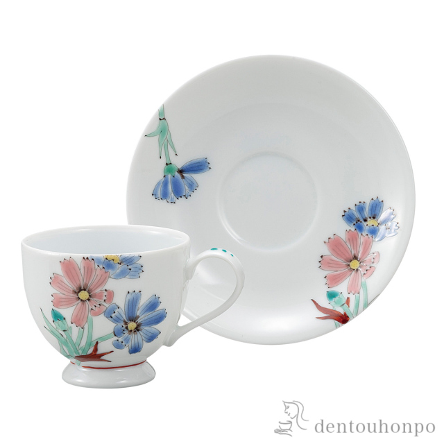 【送料無料】カップ＆ソーサー コスモス≪在庫確認後、通常即日で出荷≫ ( セット ソーサー ティーカップ 美味しい おすすめ 九谷焼 )