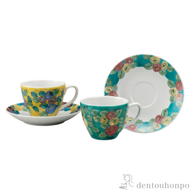 【送料無料】ペアコーヒー 椿≪在庫確認後、通常即日で出荷≫ ( セット ソーサー ティーカップ 美味しい おすすめ 九谷焼 )