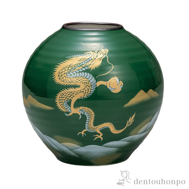 花瓶 昇り龍 6.5号≪在庫確認後、通常即日で出荷≫ ( 木札名入れ有料 ガラス フラワーベース 花器 一輪挿し おすすめ 九谷焼 )
