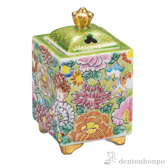 【送料無料】香炉 本金花詰 3.2号≪在庫確認後、通常即日で出荷≫ ( お香 線香 リラックス 仏具 人気 九谷焼 )