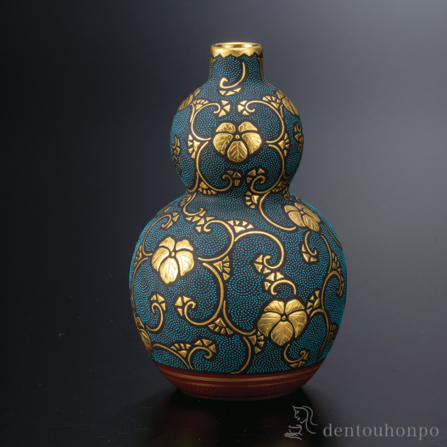 【送料無料】瓢型徳利 盛金青粒つた文≪在庫確認後、通常即日で出荷≫ ( 酒器 日本酒 冷酒 片口 おすすめ 九谷焼 )