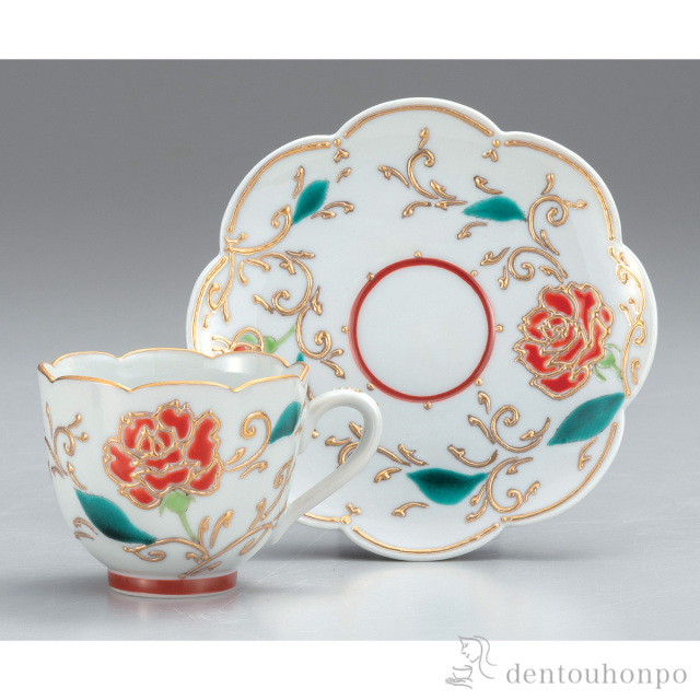 【送料無料】珈琲カップ＆ソーサー 花結（はなむすび）≪在庫確認後、通常即日で出荷≫ ( セット ソーサー ティーカップ 美味しい おすすめ 九谷焼 )