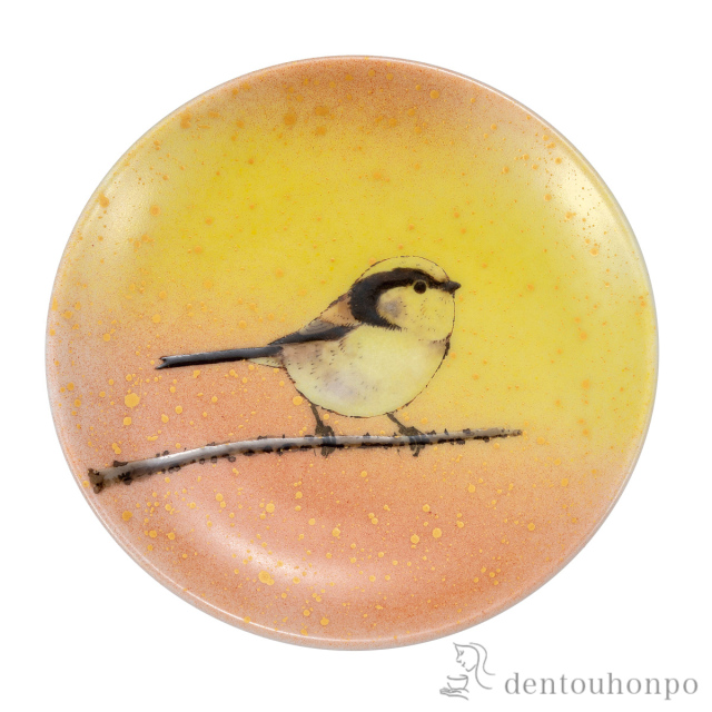 【送料無料】飾香皿 エナガ 皿立付≪在庫確認後、通常即日で出荷≫ ( 置物 飾皿 スタンド 絵皿 贈り物 九谷焼 )