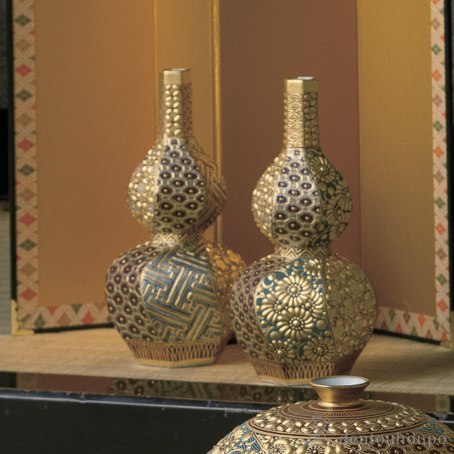 【送料無料】飾対徳利 本金盛割取小紋≪在庫確認後、通常即日で出荷≫ ( 酒器 日本酒 冷酒 片口 おすすめ 九谷焼 )