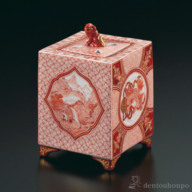 【送料無料】香炉 観瀑図 4号≪在庫確認後、1~3営業日で出荷≫ ( 木箱名入れ有料 お香 線香 リラックス 仏具 人気 九谷焼 )