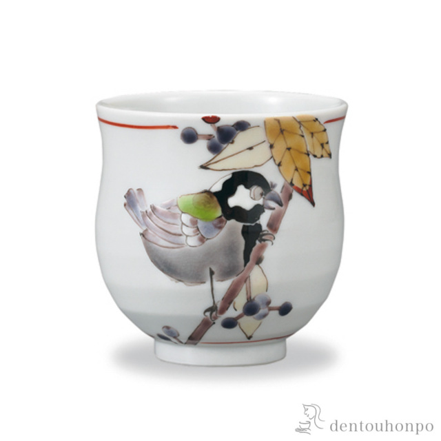 湯呑 紫式部に四十雀≪在庫確認後、1~3営業日で出荷≫ ( 湯のみ ゆのみ 湯飲み カップ プレゼント 九谷焼 )