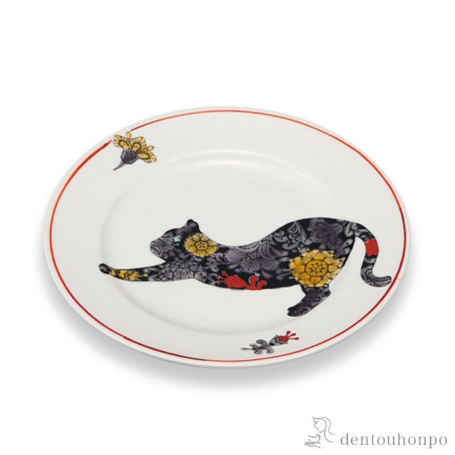 皿 猫 6号≪在庫確認後、1~3営業日で出荷≫ ( プレート おつまみ 料理 和食 洋食 九谷焼 )