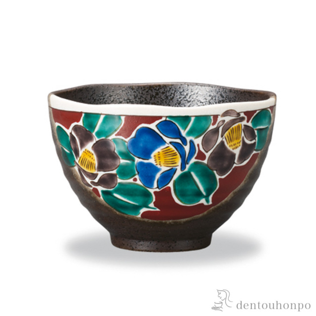 【送料無料】茶漬碗 吉田屋山茶花 赤≪在庫確認後、1~3営業日で出荷≫ ( ごはん 白ご飯 お茶碗 飯碗 おすすめ 九谷焼 )