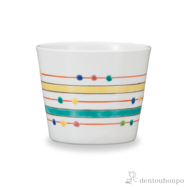 そば猪口 線ドット≪在庫確認後、1~3営業日で出荷≫ ( そばちょこ コップ 蕎麦猪口 冷酒カップ 来客用 九谷焼 )